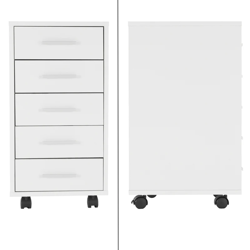 ML-Design | Rollcontainer, mobiler Aktenschrank, 33x38x63,5 cm, Büroschrank mit 5 Schubladen, Lagerschrank für Büro & Homeoffice