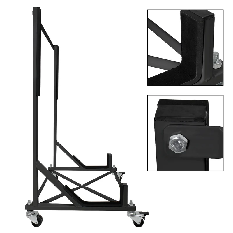 Hardtopständer mit 4 feststellbaren Rollen Schwarz aus Stahl und Hardtop Cover XXL