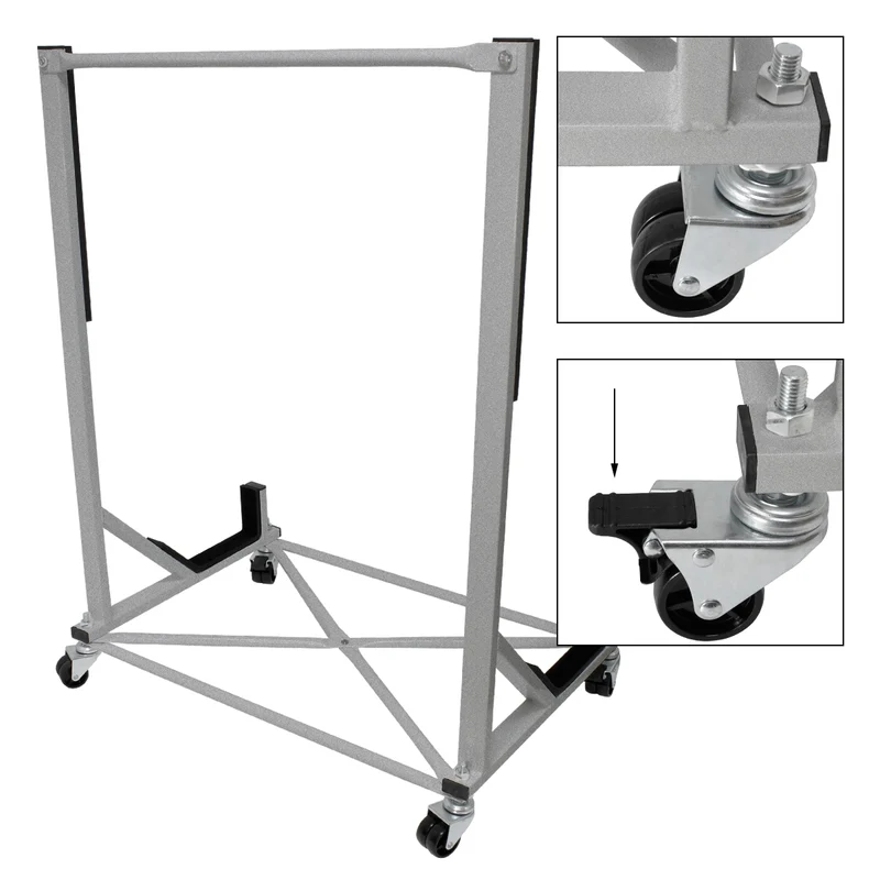 Hardtopständer mit 4 feststellbaren Rollen Silber aus Stahl und Hardtop Cover XXL