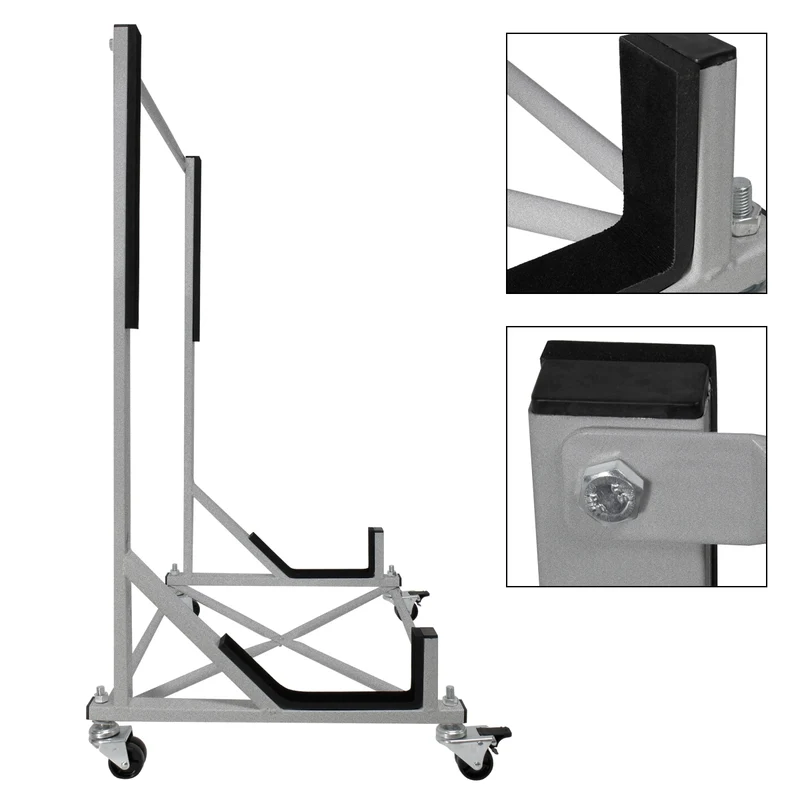 Hardtopständer mit 4 feststellbaren Rollen Silber aus Stahl und Hardtop Cover XXL