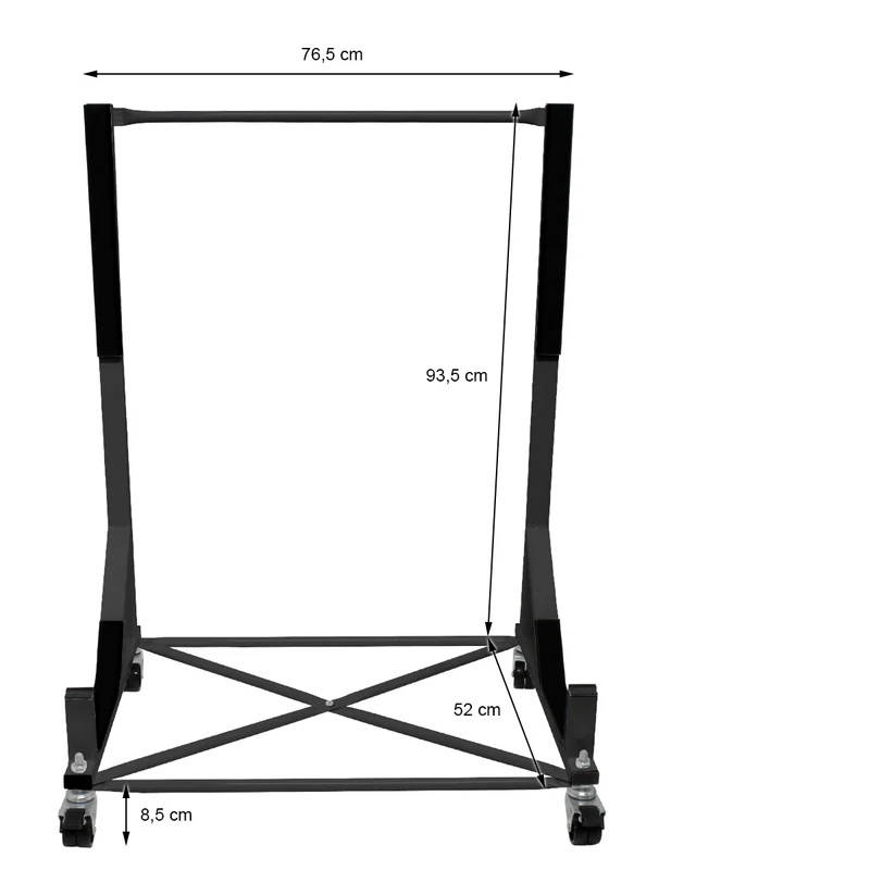Hardtopständer mit 4 feststellbaren Rollen Schwarz aus Stahl und Hardtop Cover
