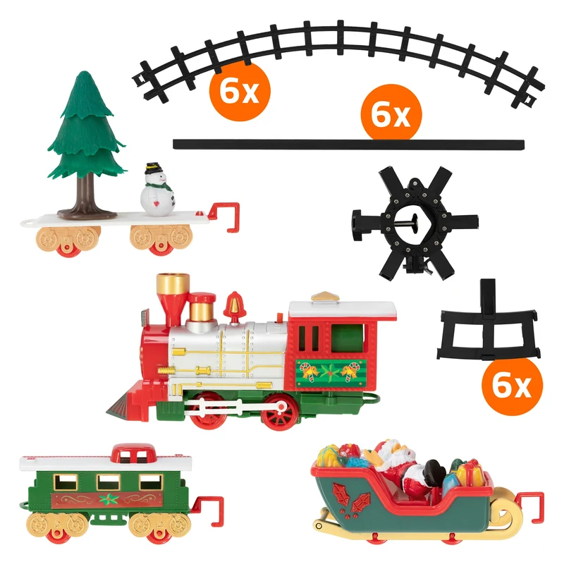 ECD Germany | Weihnachtszug für den Weihnachtsbaum mit Licht & Sound Ø87,5 cm Kunststoff Weihnachtsdeko Eisenbahn elektrisch