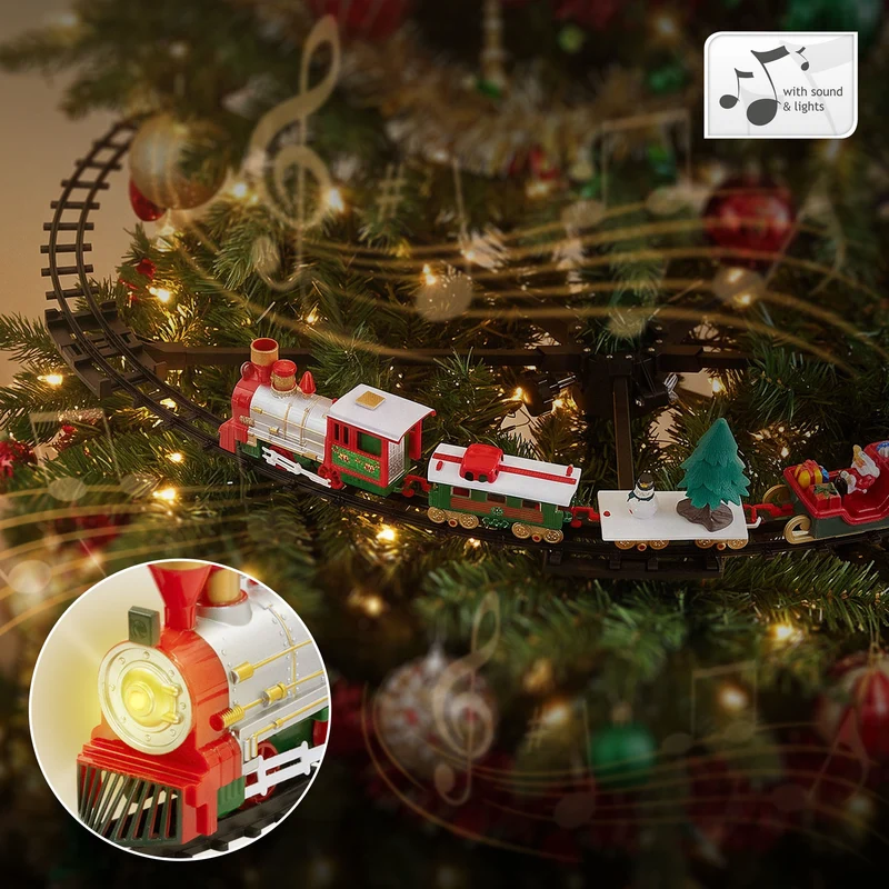 ECD Germany | Weihnachtszug für den Weihnachtsbaum mit Licht & Sound Ø87,5 cm Kunststoff Weihnachtsdeko Eisenbahn elektrisch