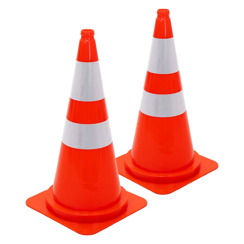 ECD Germany | Pylonen groß mit 2 reflektierenden Streifen 75 cm aus PE Orange Verkehrskegel Leitkegel Warnkegel Verkehrsleitkegel Verkehrshütchen