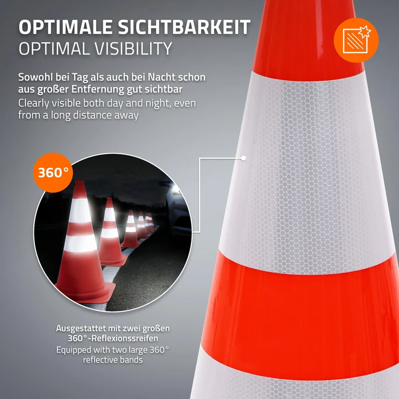 ECD Germany | Pylonen 5er Set groß mit 2 reflektierenden Streifen 75 cm aus PE Orange Verkehrskegel Leitkegel Warnkegel Absperrkegel Verkehrshütchen