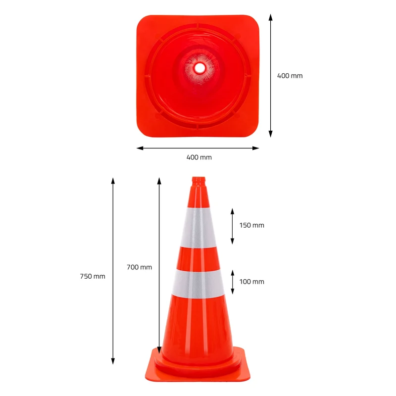 ECD Germany | Pylonen 5er Set groß mit 2 reflektierenden Streifen 75 cm aus PE Orange Verkehrskegel Leitkegel Warnkegel Absperrkegel Verkehrshütchen
