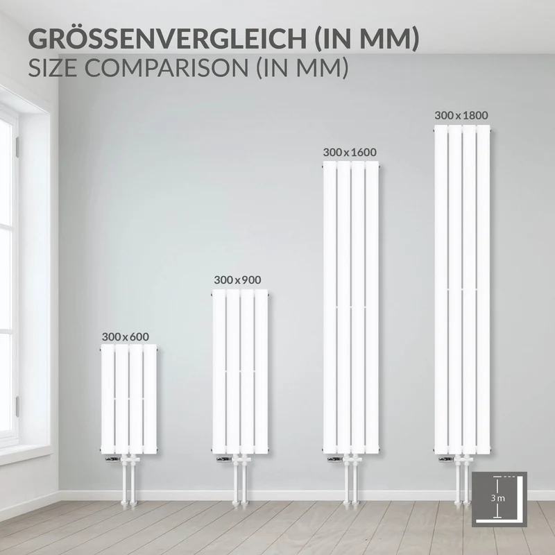 Paneelheizkörper Einlagig 1800x300 mm Weiß LuxeBath