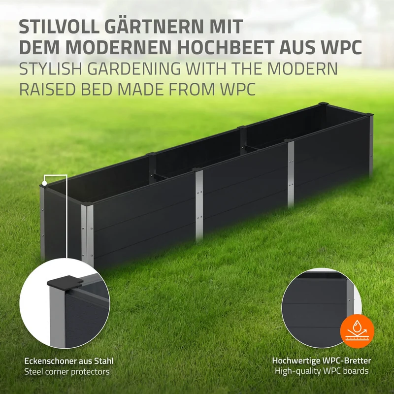 Hochbeet 300x50x54 cm Anthrazit aus WPC ML-Design