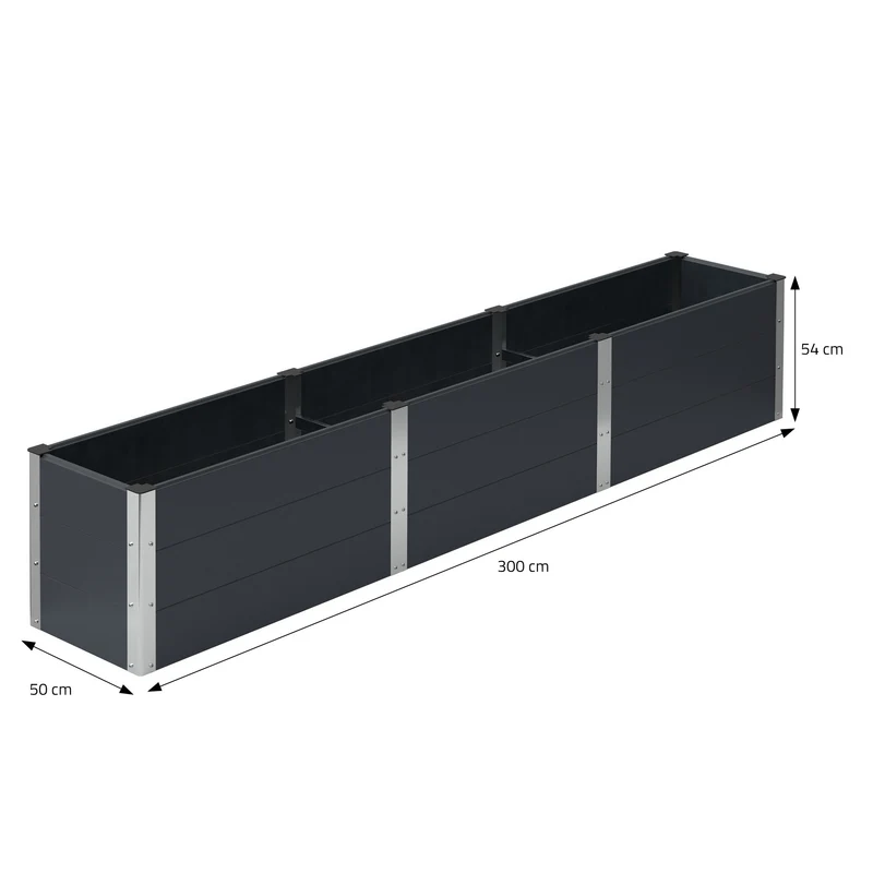 Hochbeet 300x50x54 cm Anthrazit aus WPC ML-Design