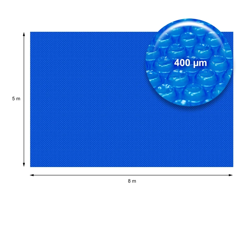 Pool Solarfolie Eckig 8x5 m 400µm Blau aus PE-Folie mit Luftkammern