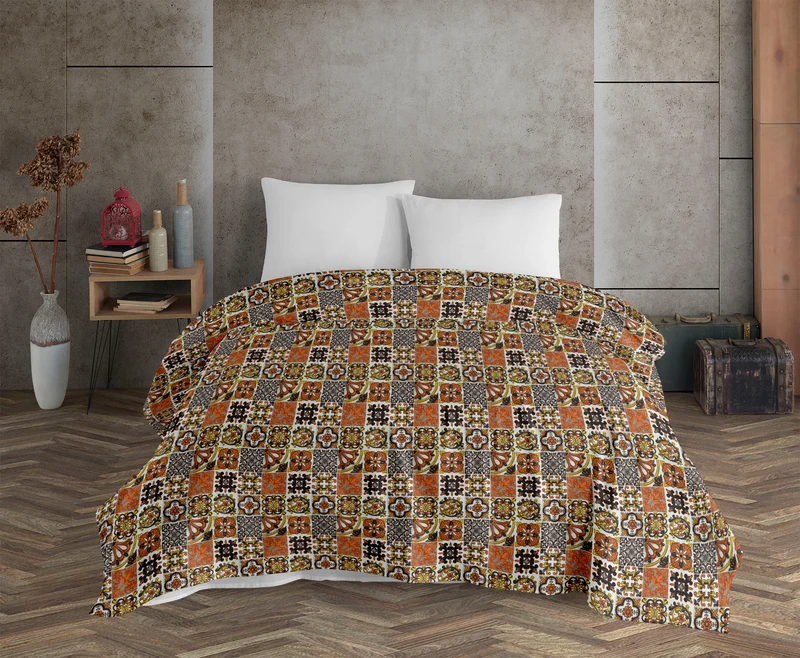 Copriletto Telo Arredo Multiuso in Cotone Panama Fantasia Maioliche Made in Italy Il Gruppone
