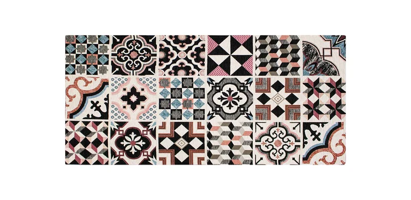 Tappeto Arredo Moderno in Ciniglia Made in italy Antiscivolo Maioliche Nero Il Gruppone