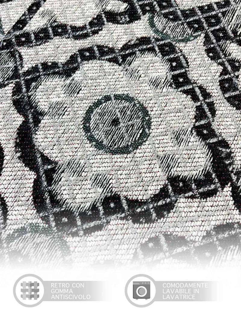 Tappeto Arredo Moderno in Ciniglia Made in italy Antiscivolo Maioliche Nero Il Gruppone