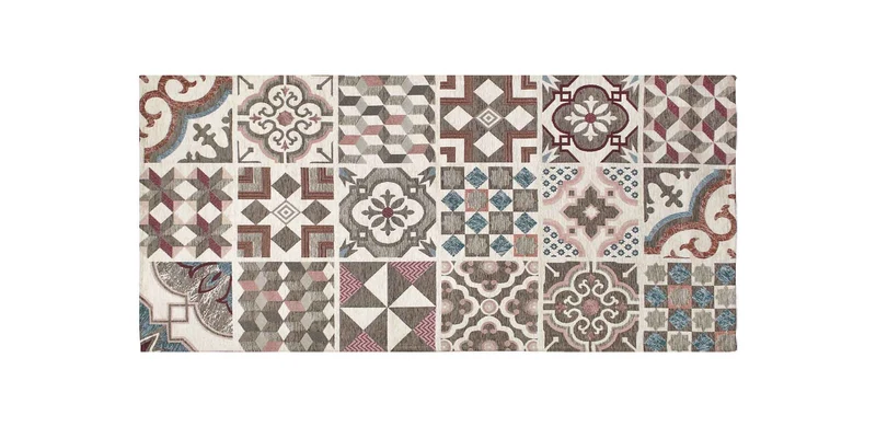 Tappeto Arredo Moderno in Ciniglia Antiscivolo Made in italy Maioliche Grigio Il Gruppone