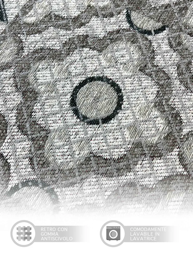 Tappeto Arredo Moderno in Ciniglia Antiscivolo Made in italy Maioliche Grigio Il Gruppone