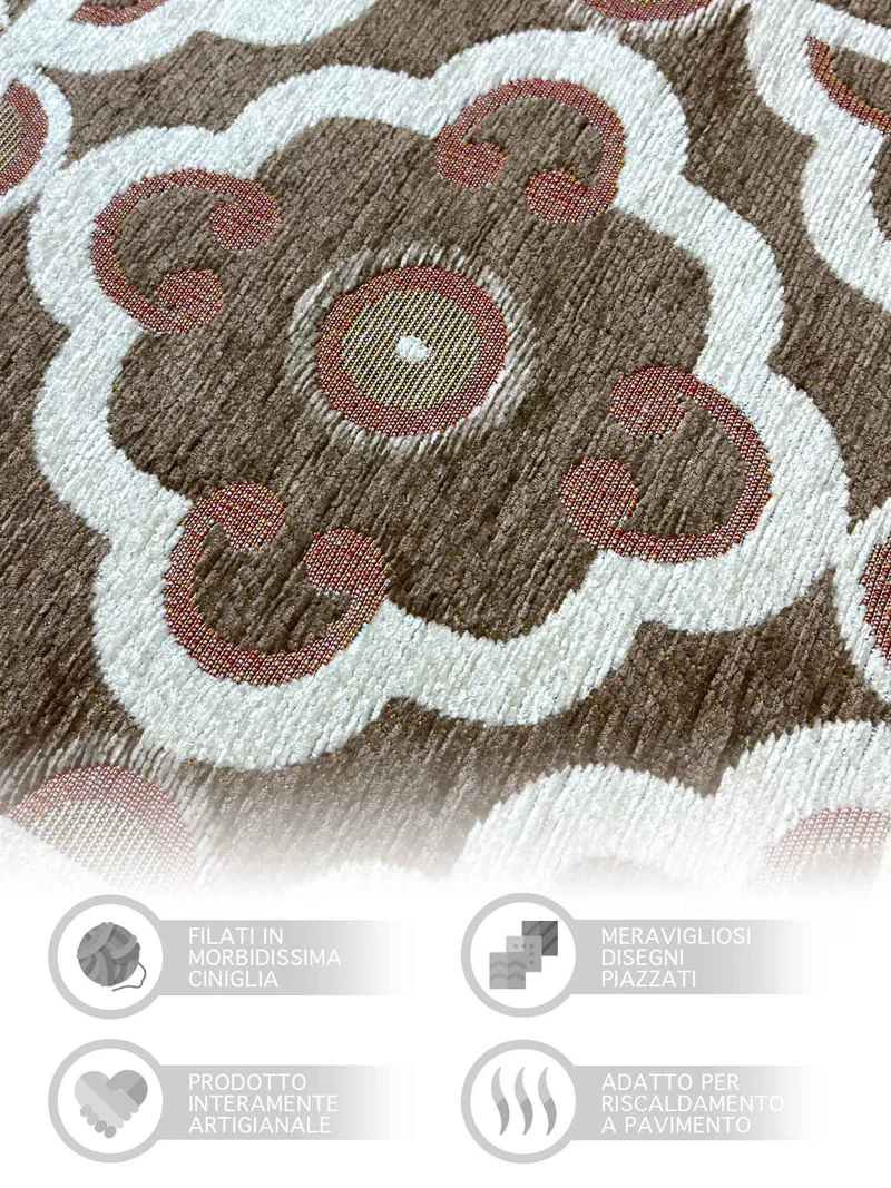 Tappeto Arredo Moderno in Ciniglia Antiscivolo Made in italy Maioliche Fango Il Gruppone