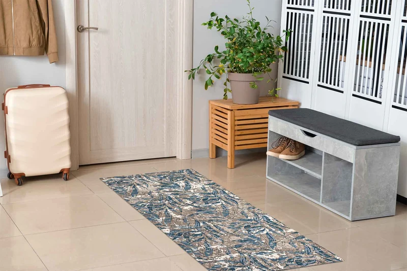 Tappeto Arredo Moderno in Ciniglia Antiscivolo Made in italy Foliage Ottanio Il Gruppone