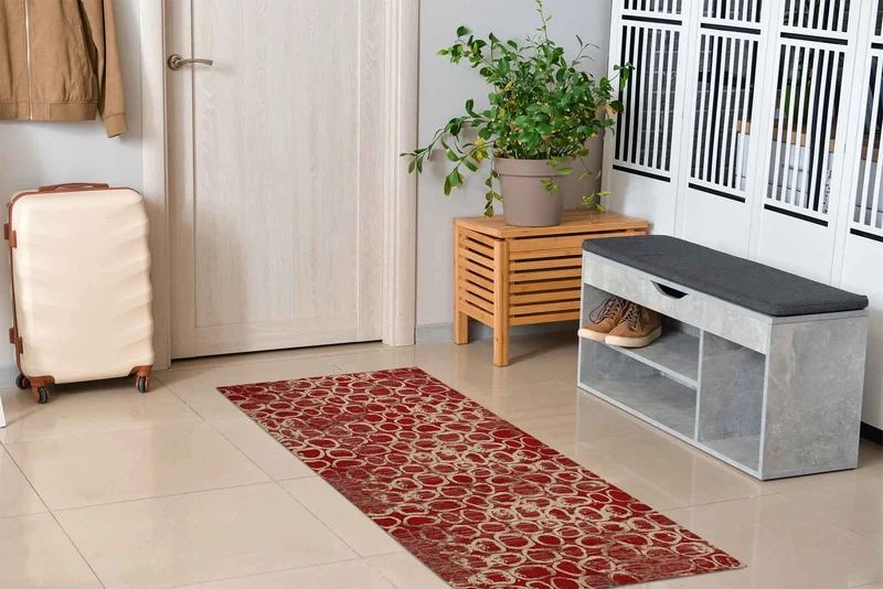Tappeto Arredo Moderno in Ciniglia Antiscivolo Made in italy Esopo Rosso Il Gruppone