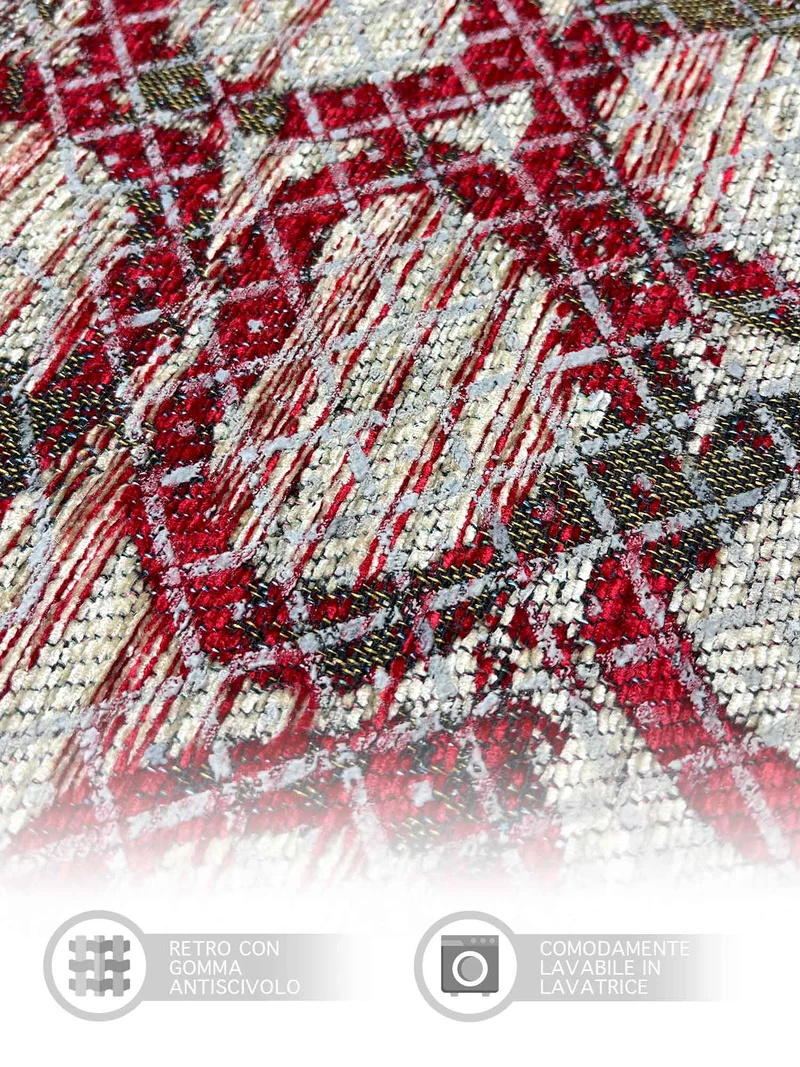 Tappeto Arredo Moderno in Ciniglia Antiscivolo Made in italy Esopo Rosso Il Gruppone