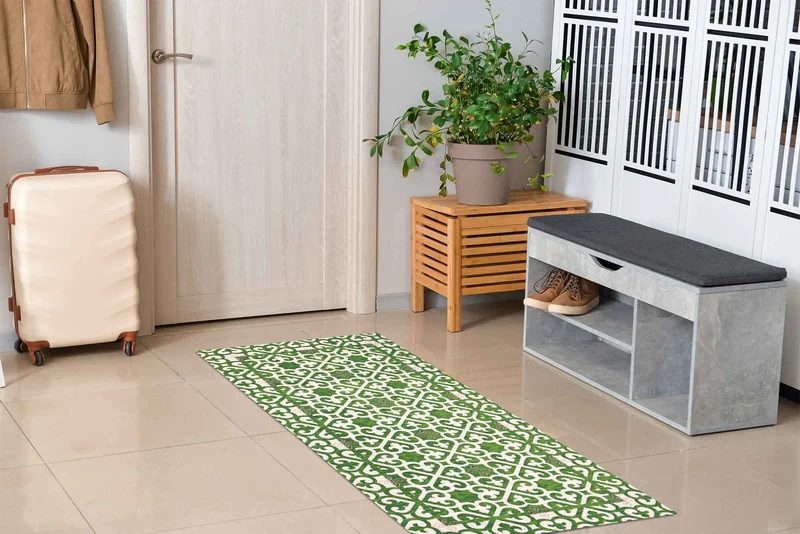 Tappeto Arredo Moderno in Ciniglia Antiscivolo Made in italy Arabic Verde Il Gruppone