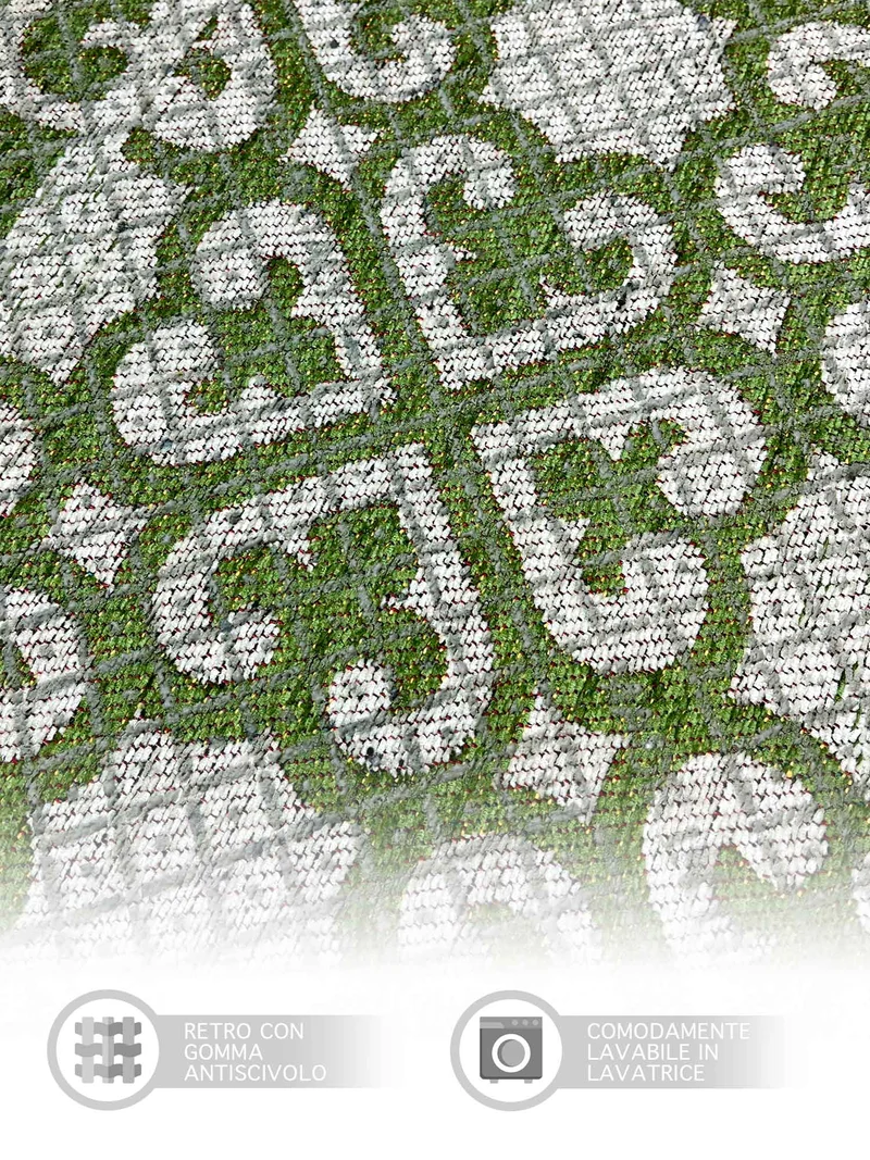 Tappeto Arredo Moderno in Ciniglia Antiscivolo Made in italy Arabic Verde Il Gruppone