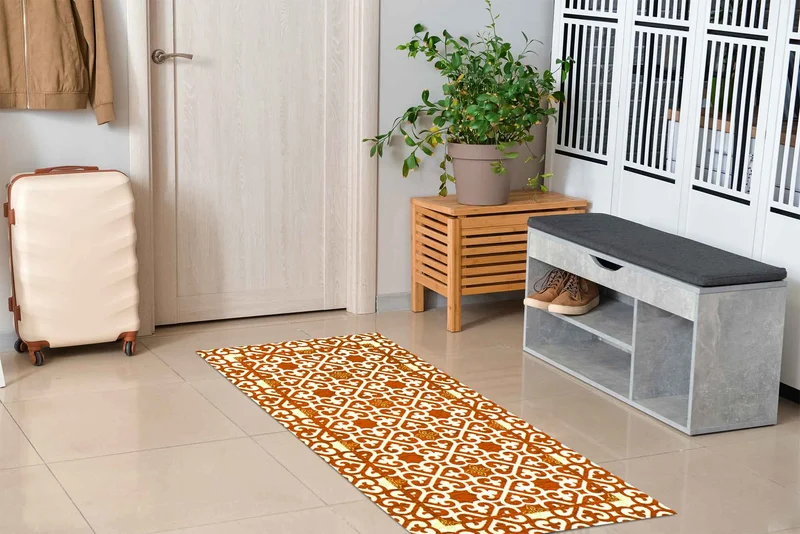 Tappeto Arredo Moderno in Ciniglia Antiscivolo Made in italy Arabic Ruggine Il Gruppone