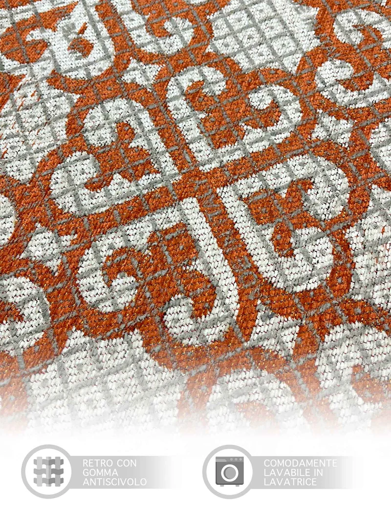 Tappeto Arredo Moderno in Ciniglia Antiscivolo Made in italy Arabic Ruggine Il Gruppone