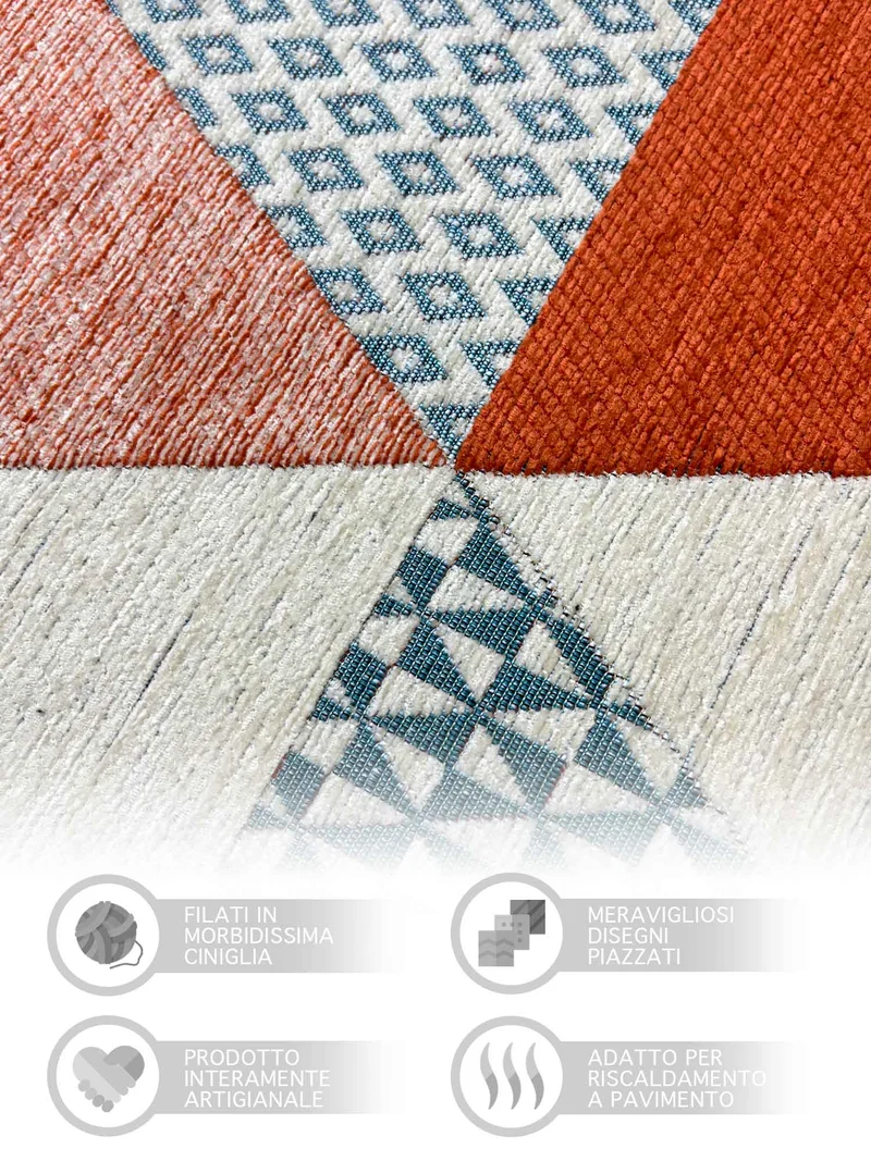 Tappeto Arredo Moderno Antiscivolo in Ciniglia Made in italy Cotone Il Gruppone