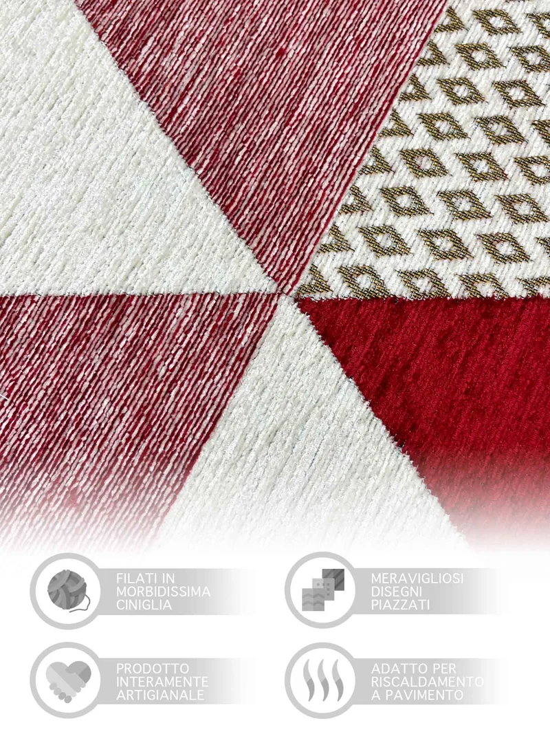 Tappeto Arredo Moderno Antiscivolo in Ciniglia Made in italy Cotone Il Gruppone