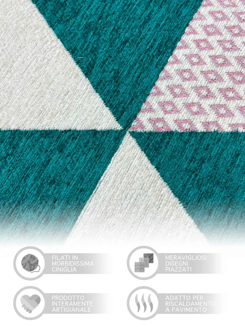 Tappeto Arredo Moderno Antiscivolo in Ciniglia Made in italy Cotone Il Gruppone