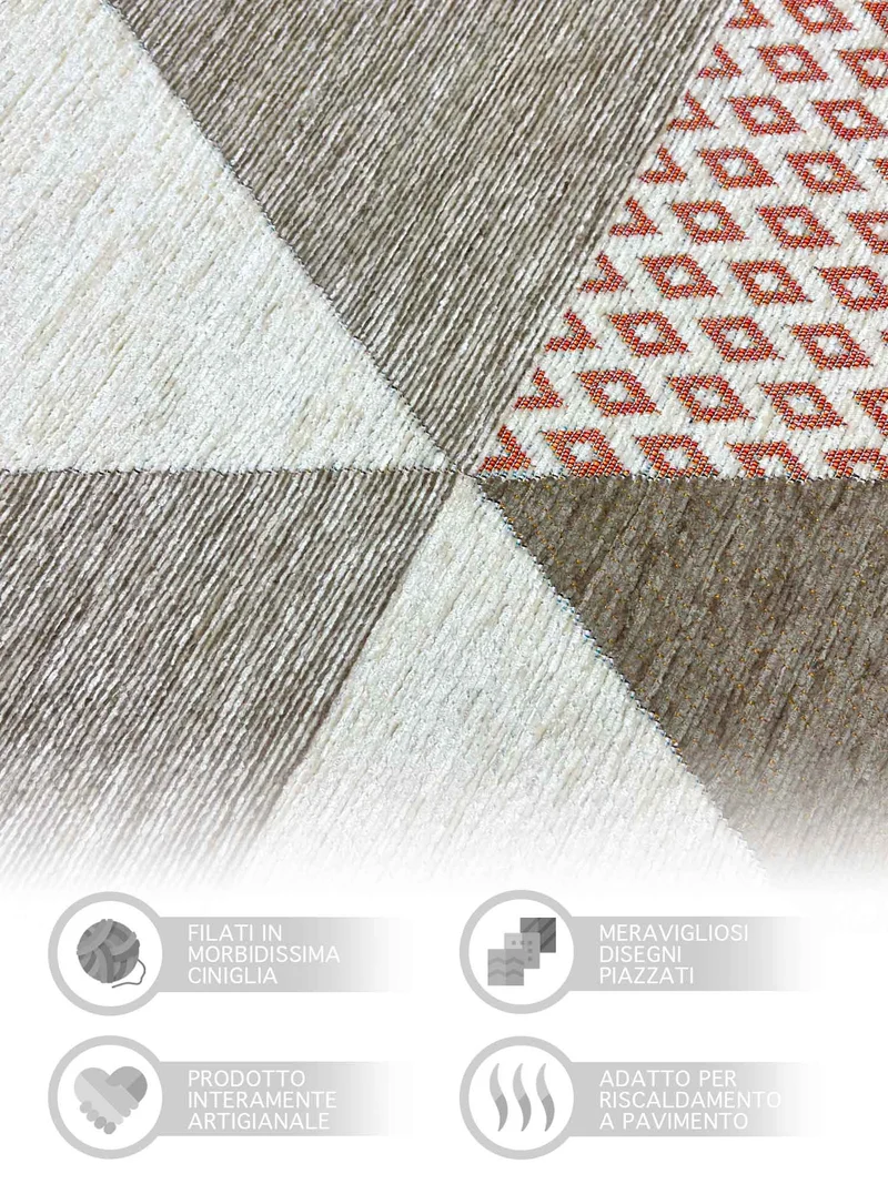 Tappeto Arredo Moderno Antiscivolo in Ciniglia Made in italy Cotone Il Gruppone