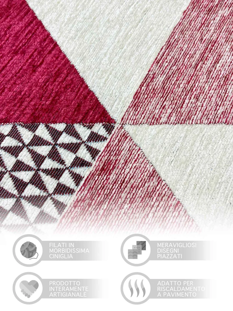 Tappeto Arredo Moderno Antiscivolo in Ciniglia Made in italy Cotone Il Gruppone