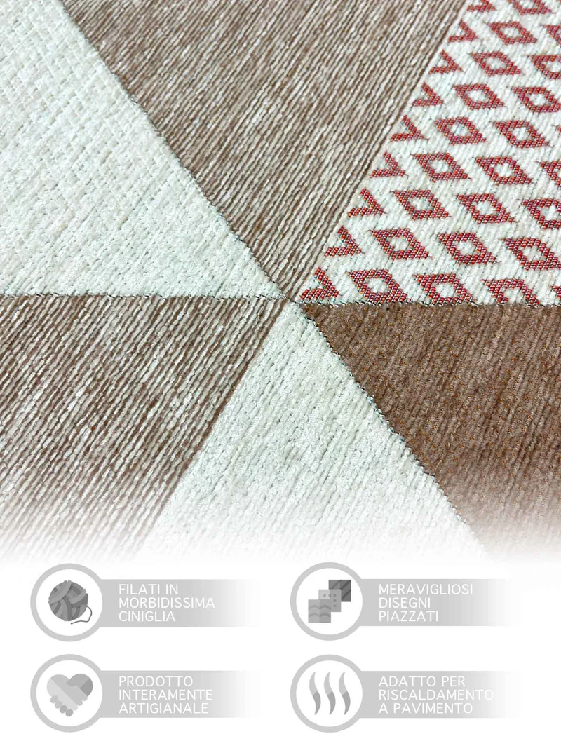 Tappeto Arredo Moderno Antiscivolo in Ciniglia Made in italy Cotone Il Gruppone
