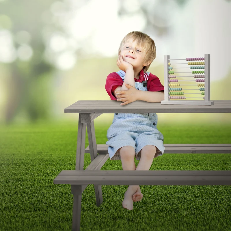 ML-Design | Kindersitzgarnitur für 4 Kinder aus Massivholz ab 2 Jahren Spielsitzgruppe draußen Picknicktisch