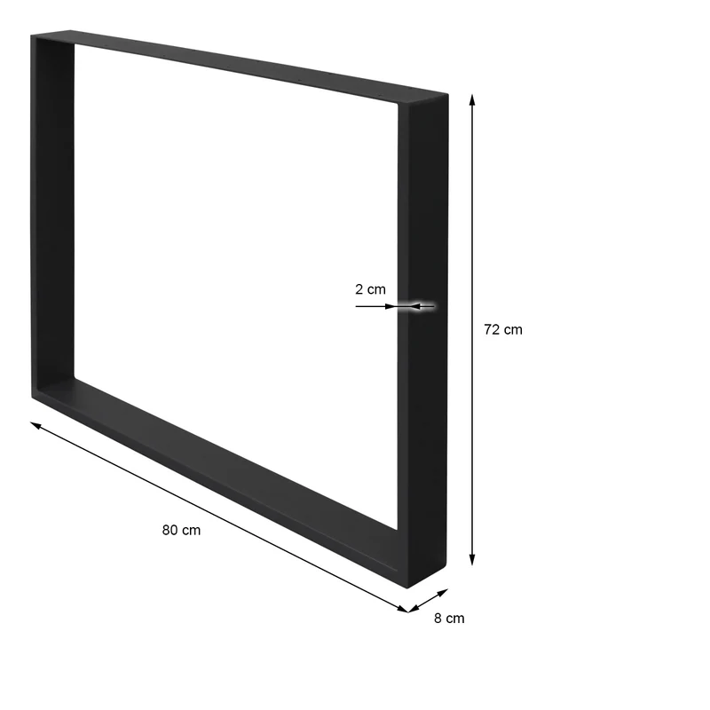 B-Ware Tischbeine 2er Set 80x72 cm Schwarz aus Stahl