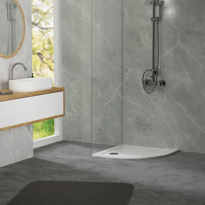 LuxeBath | Duschwanne mit Ablaufgarnitur aus SMC Weiß Duschtasse Brausewanne Komplett Set mit Siphon für Duschkabine