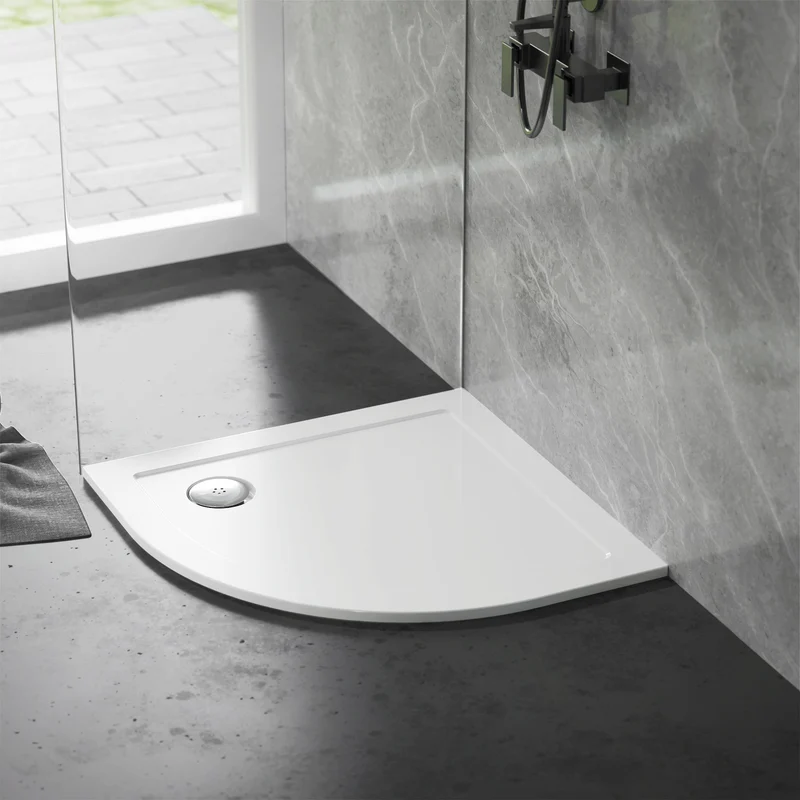 LuxeBath | Duschwanne mit Ablaufgarnitur aus SMC Weiß Duschtasse Brausewanne Komplett Set mit Siphon für Duschkabine