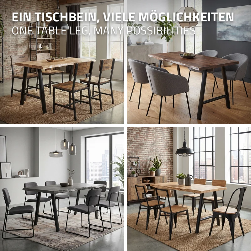 ML-DESIGN | Tischbeine 2er Set A-Form 60x72 cm aus Stahl Schwarz Tischgestell Tischfüße Tischkufen für Esstisch & Schreibtisch