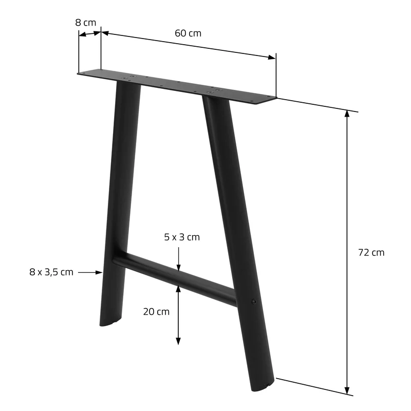 ML-DESIGN | Tischbeine 2er Set A-Form 60x72 cm aus Stahl Schwarz Tischgestell Tischfüße Tischkufen für Esstisch & Schreibtisch