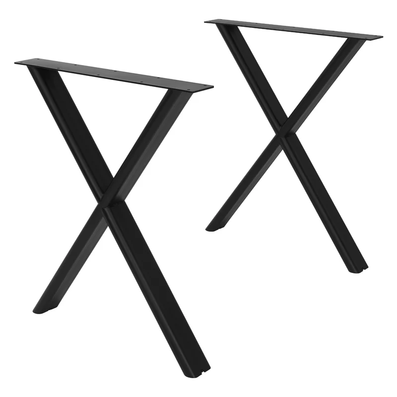 ML-DESIGN | Tischbeine 2er Set X-Form mit flaches Profil 60x72 cm aus Stahl Schwarz Tischgestell Tischfüße Tischkufen für Esstisch & Schreibtisch
