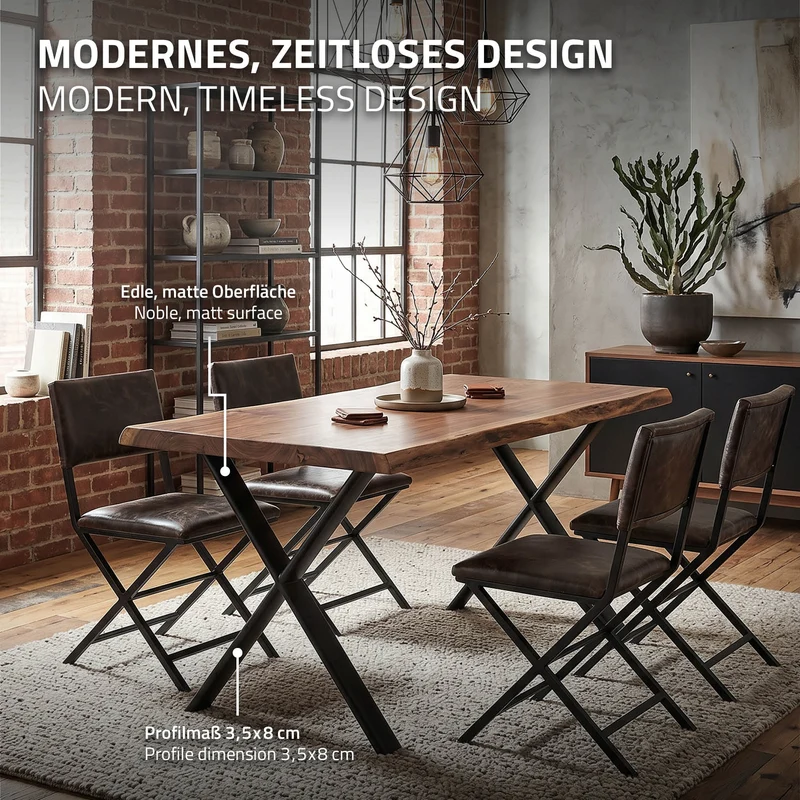 ML-DESIGN | Tischbeine 2er Set X-Form 60x72 cm aus Stahl Schwarz Tischgestell Tischfüße Tischkufen für Esstisch & Schreibtisch