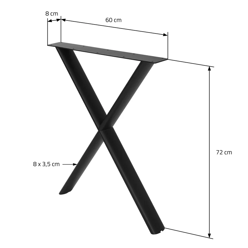 ML-DESIGN | Tischbeine 2er Set X-Form 60x72 cm aus Stahl Schwarz Tischgestell Tischfüße Tischkufen für Esstisch & Schreibtisch