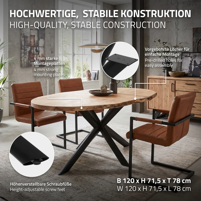 ML-DESIGN | Tischbeine Spider-Design 120x78x71,5 cm aus Stahl Schwarz Tischgestell Tischfüße Tischkufen für Esstisch