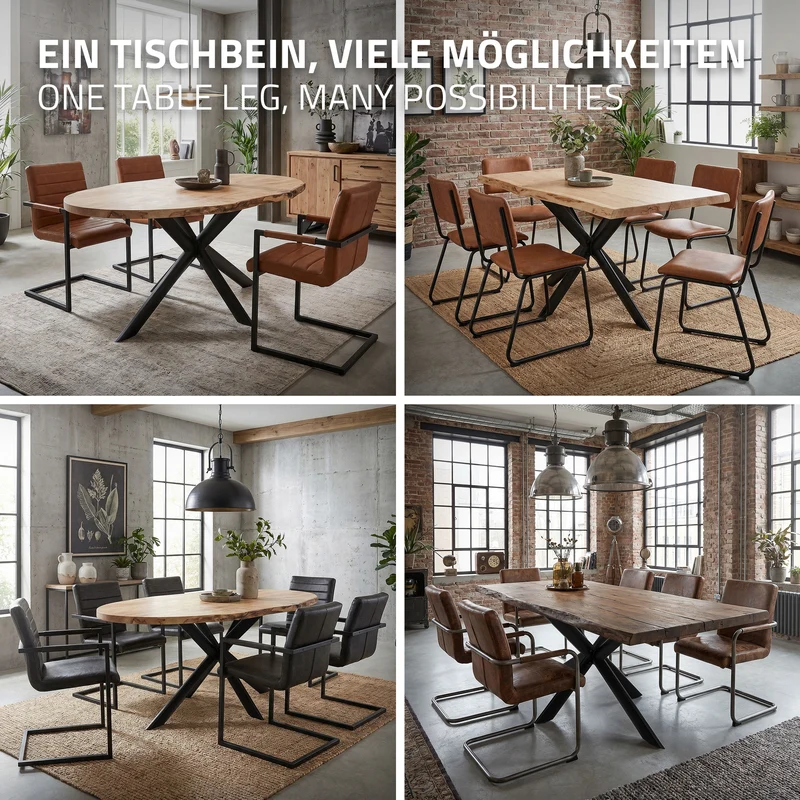 ML-DESIGN | Tischbeine Spider-Design 120x78x71,5 cm aus Stahl Schwarz Tischgestell Tischfüße Tischkufen für Esstisch