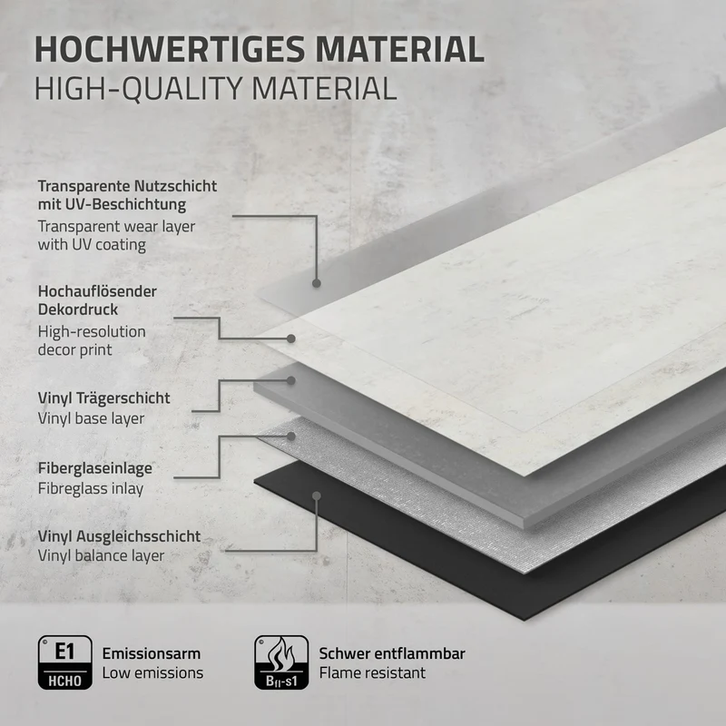 ML-DESIGN | Vinylboden Klick, mit Klicksystem & Belastungsklasse 34, 61 x 30,5 cm x 4,2 mm 1,86-9,3m² PVC Grau Bodenbelag in Betonoptik