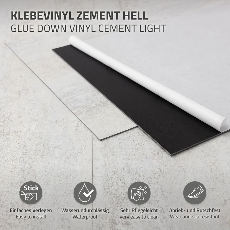 ML-DESIGN | Bodenbelag Vinylboden selbstklebend 61 x 30,5 cm x 2 mm 3,34-16,7m² PVC Grau Betonoptik Klebevinyl Klebefliesen Bodenfliesen