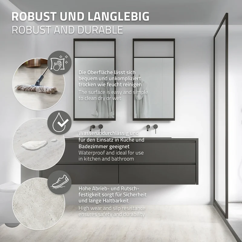 ML-DESIGN | Bodenbelag Vinylboden selbstklebend 61 x 30,5 cm x 2 mm 3,34-16,7m² PVC Grau Betonoptik Klebevinyl Klebefliesen Bodenfliesen
