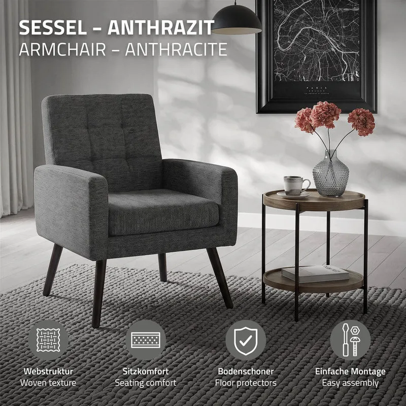 ML-DESIGN | Sessel mit Armlehnen 66,5x80x63,5 cm Stahlgestell/Webstruktur Relaxsessel Lesesessel Ohrensessel Fernsehsessel für Wohnzimmer