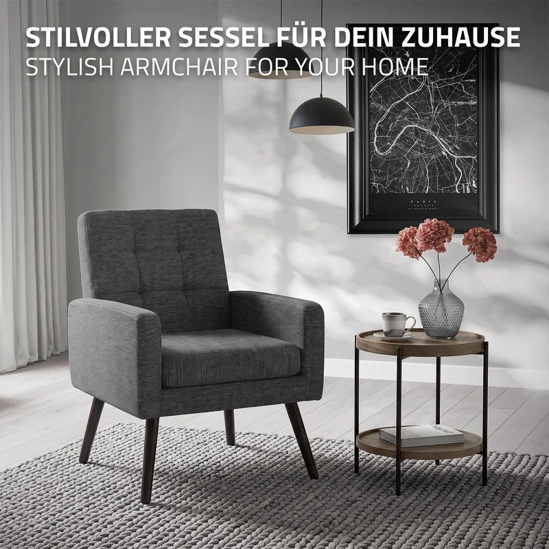 ML-DESIGN | Sessel mit Armlehnen 66,5x80x63,5 cm Stahlgestell/Webstruktur Relaxsessel Lesesessel Ohrensessel Fernsehsessel für Wohnzimmer