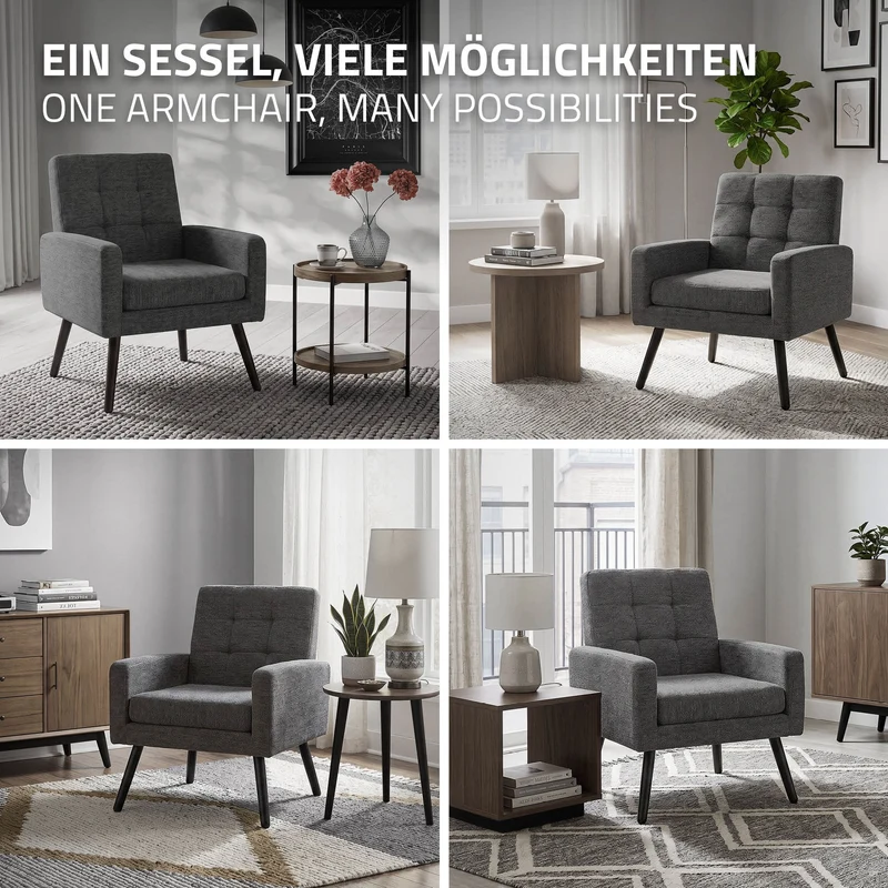 ML-DESIGN | Sessel mit Armlehnen 66,5x80x63,5 cm Stahlgestell/Webstruktur Relaxsessel Lesesessel Ohrensessel Fernsehsessel für Wohnzimmer